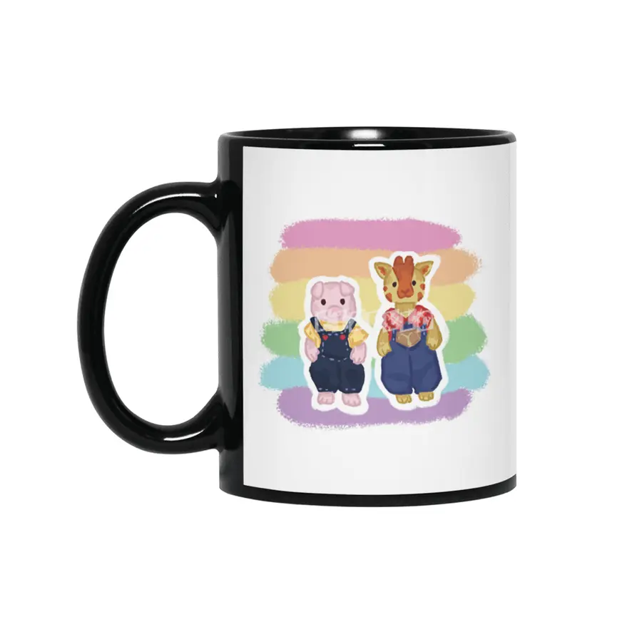 Critter Couple Pig & Giraffe Siyah Kupa