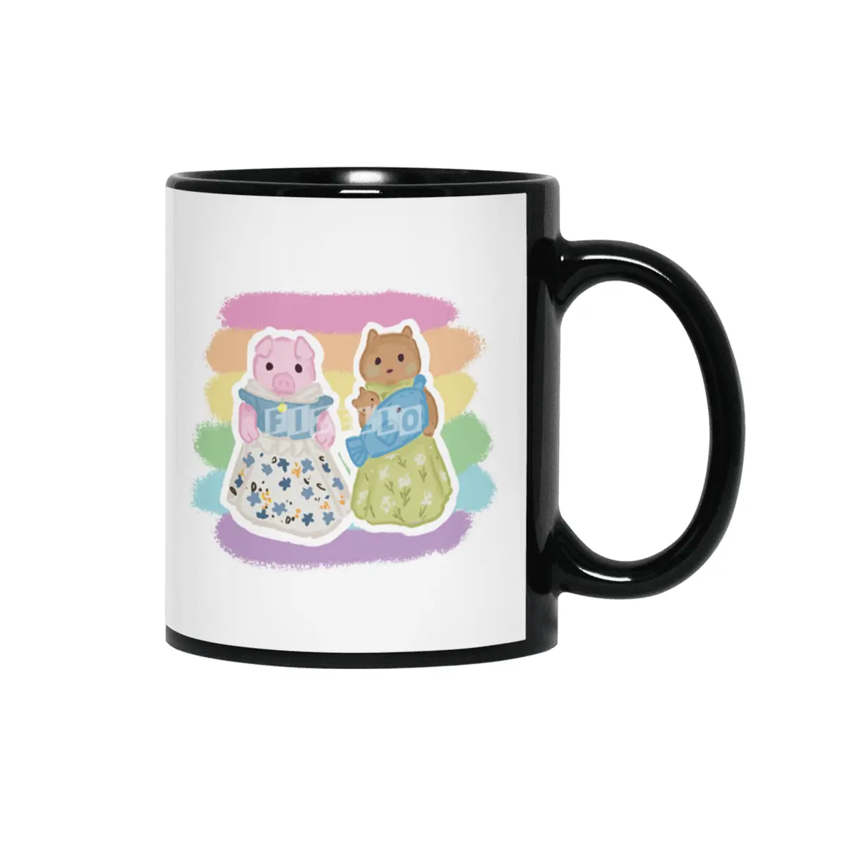 Critter Couple Pig & Otter Siyah Kupa