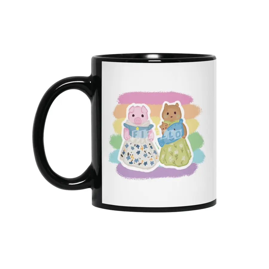 Critter Couple Pig & Otter Siyah Kupa