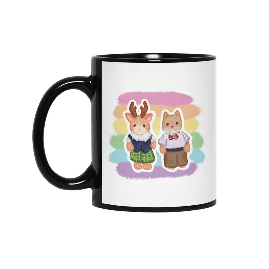 Critter Couple Reindeer & Shiba Inu Siyah Kupa
