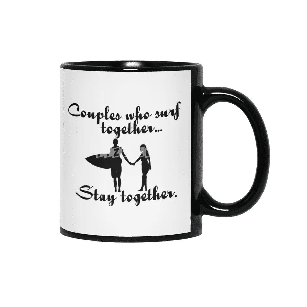 Arecaceae Co. "Couples who surf" Slogan Siyah Kupa