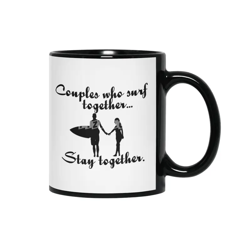Arecaceae Co. "Couples who surf" Slogan Siyah Kupa