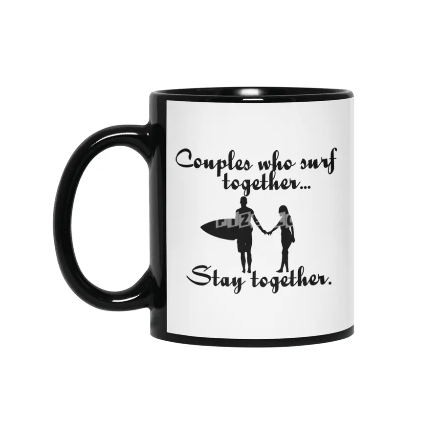 Arecaceae Co. "Couples who surf" Slogan Siyah Kupa