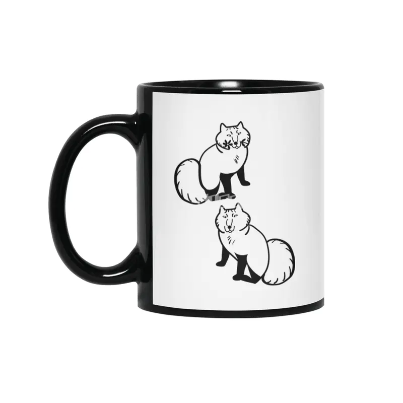 Arctic Fox couple scandinavian style Siyah Kupa
