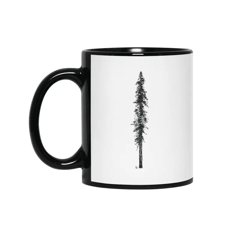 Love in the forest - a couple and their dog under a solitary, towering Douglas Fir tree Siyah Kupa
