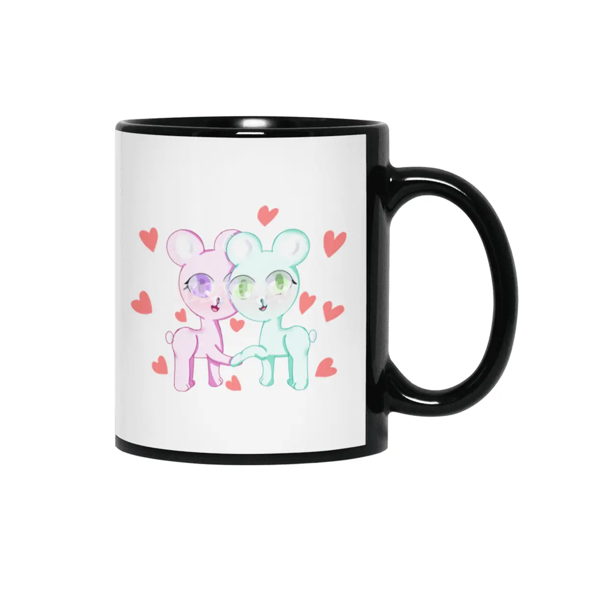 Valentine's Day Bear Couple Siyah Kupa