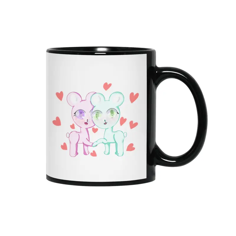 Valentine's Day Bear Couple Siyah Kupa