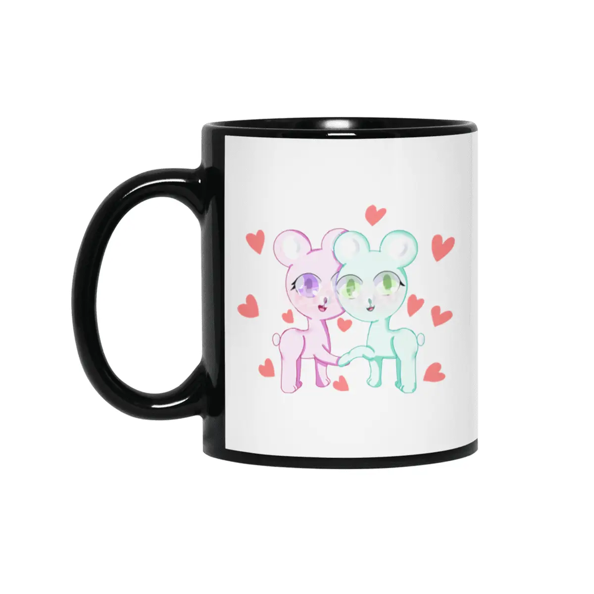 Valentine's Day Bear Couple Siyah Kupa