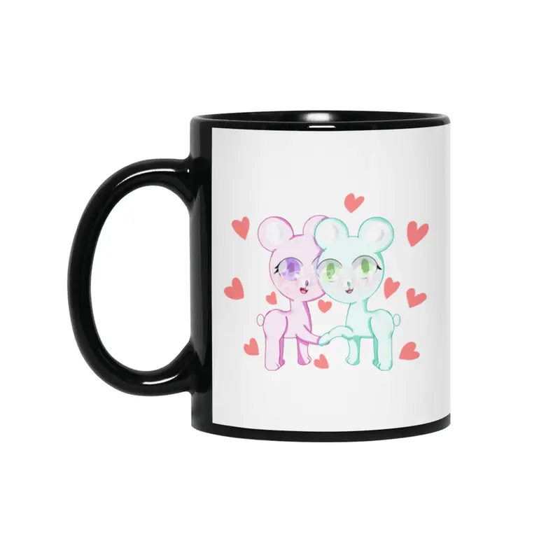 Valentine's Day Bear Couple Siyah Kupa
