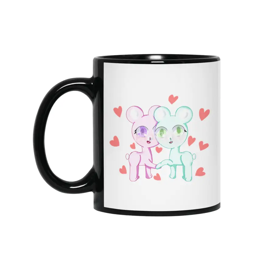 Valentine's Day Bear Couple Siyah Kupa