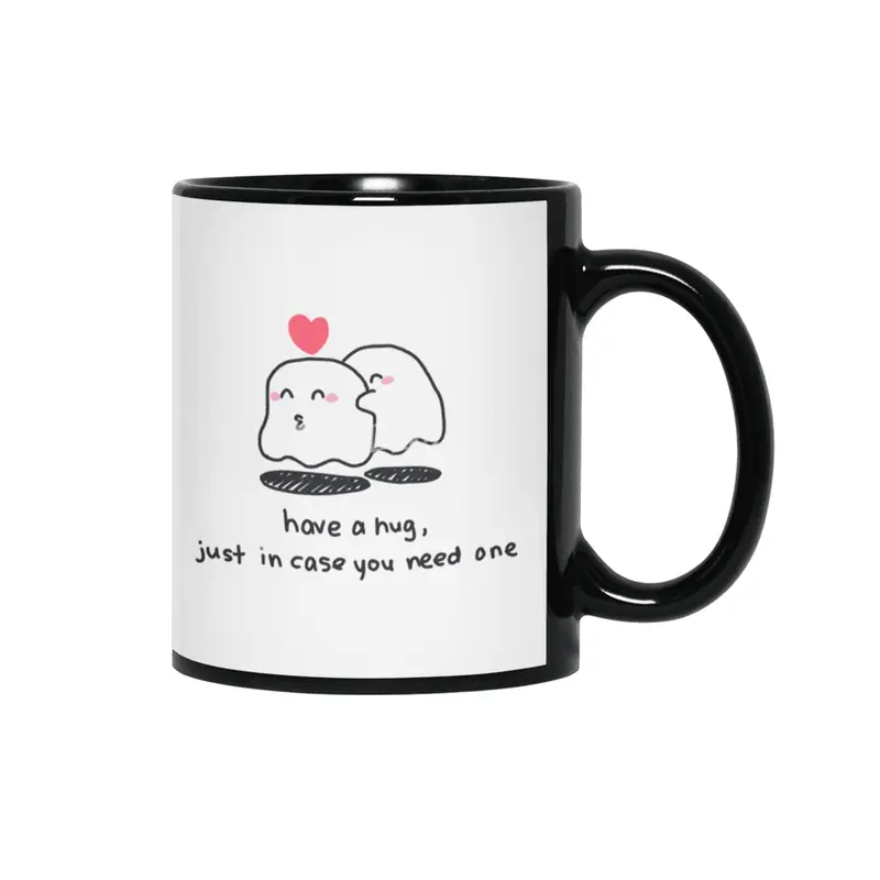 Cute ghost couple hug Siyah Kupa