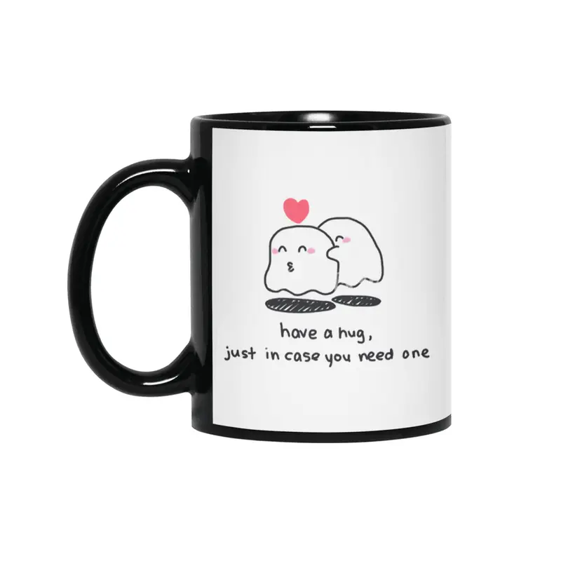 Cute ghost couple hug Siyah Kupa