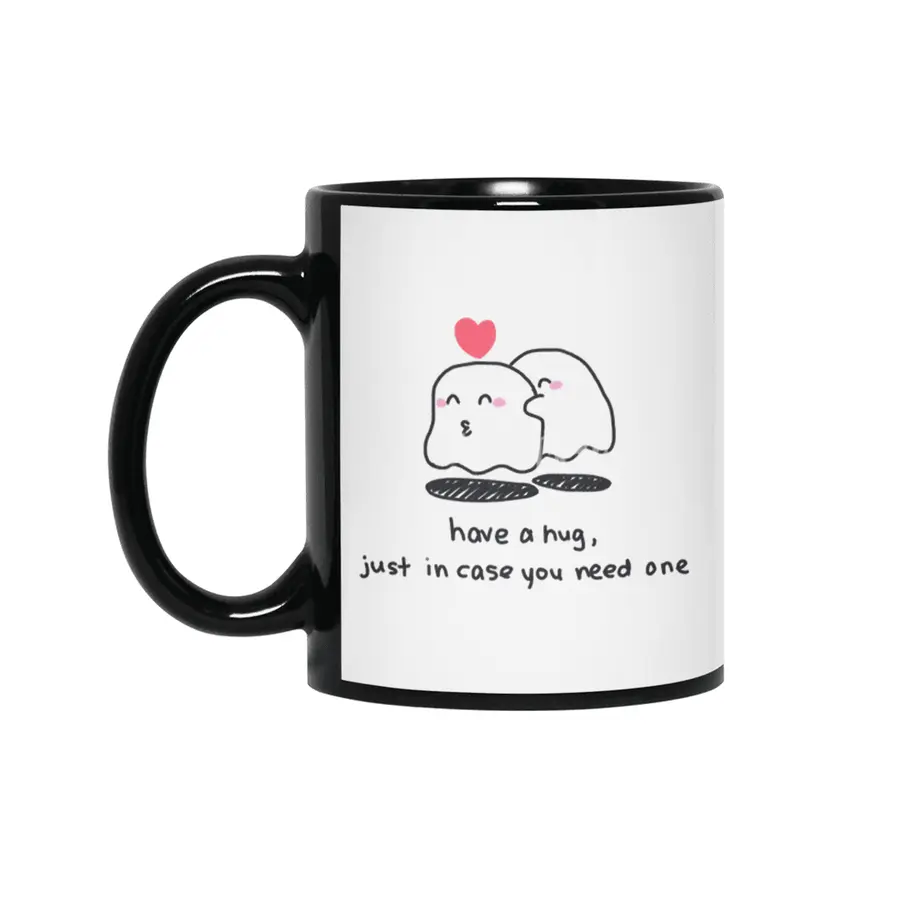 Cute ghost couple hug Siyah Kupa