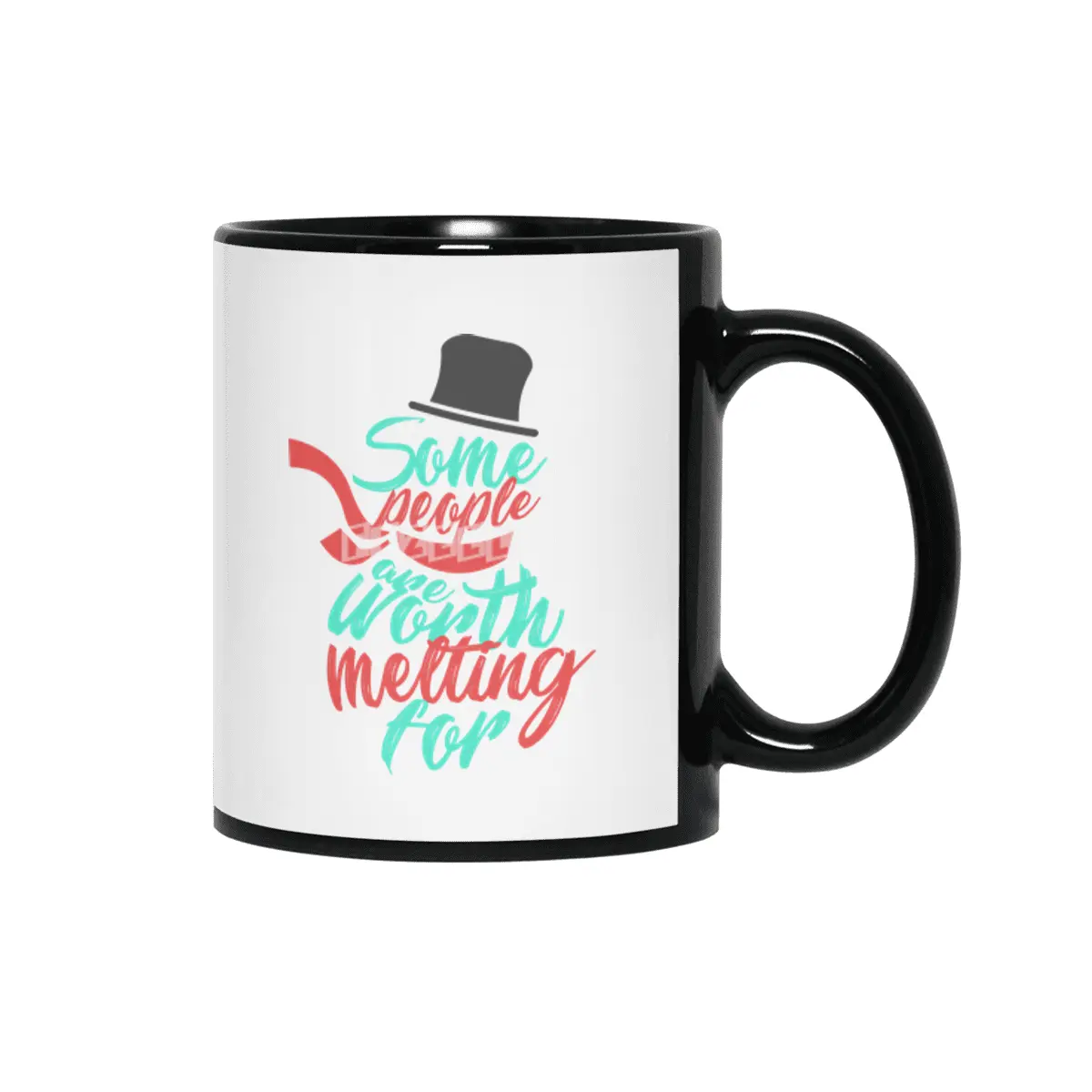 Snowman Melting Christmas Snow Love Couple Lover Lovers Dark Siyah Kupa