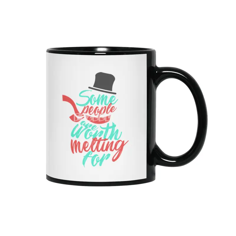 Snowman Melting Christmas Snow Love Couple Lover Lovers Dark Siyah Kupa