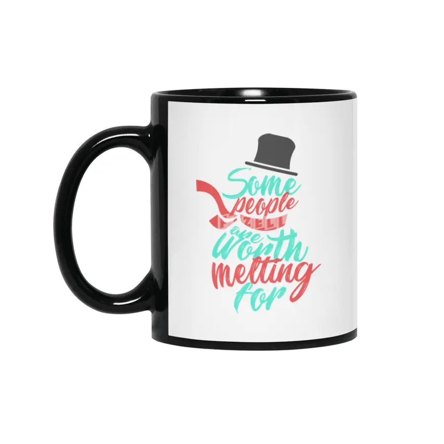 Snowman Melting Christmas Snow Love Couple Lover Lovers Dark Siyah Kupa