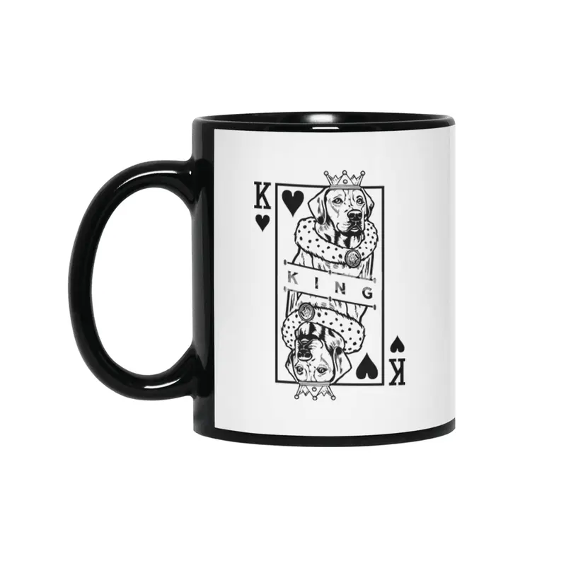 Rhodesian Ridgeback King Of Hearts Dog Playing Card Pop Art Siyah Kupa