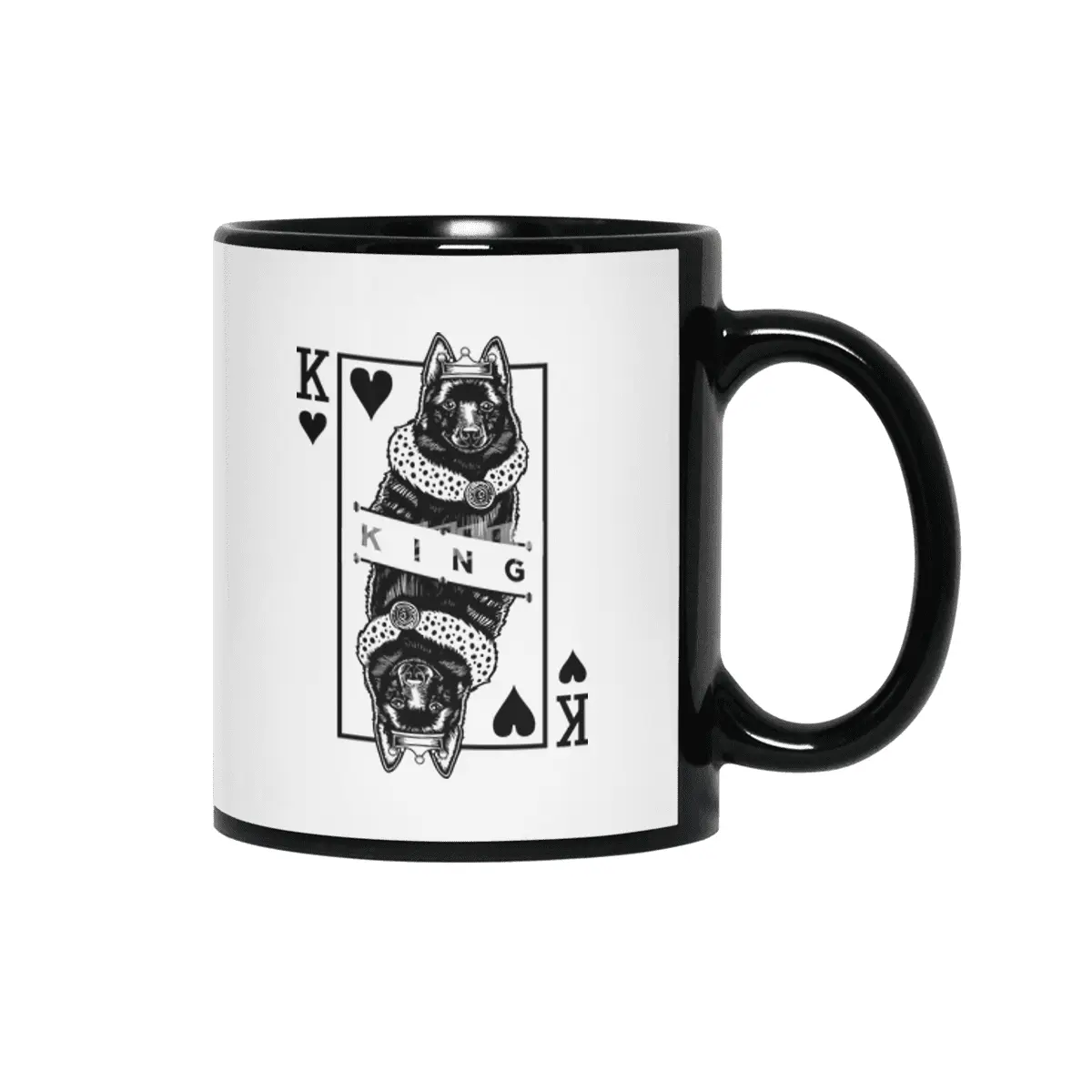 Schipperke King Of Hearts Funny Dog Lover Pop Art Siyah Kupa