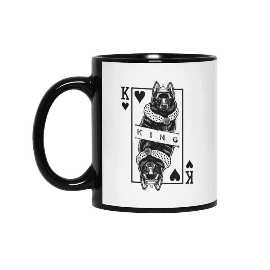 Schipperke King Of Hearts Funny Dog Lover Pop Art Siyah Kupa