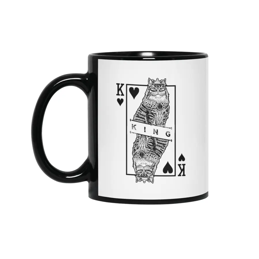 Siberian Cat Lover King Of Hearts Funny Pop Art Siyah Kupa