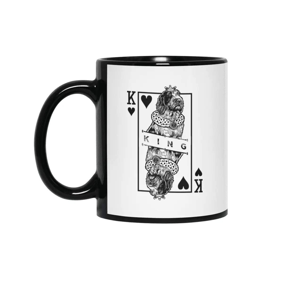 Spinone Italiano King Of Hearts Funny Dog Lover Pop Art Siyah Kupa