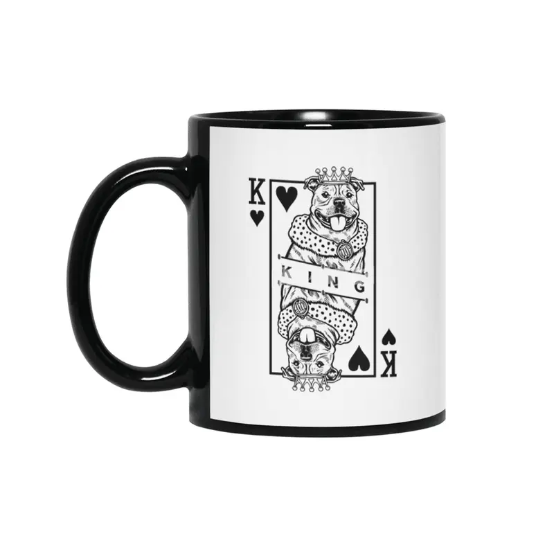 Staffordshire Bull Terrier King Of Hearts Funny Dog Pop Art Siyah Kupa