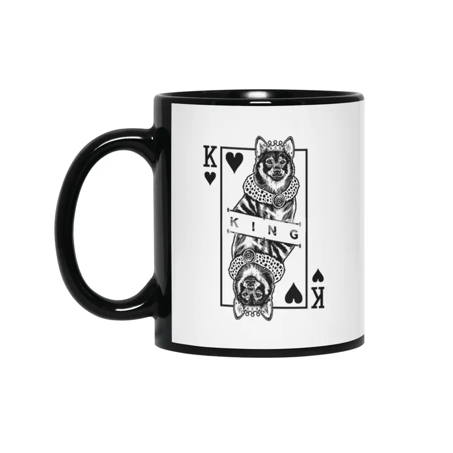 Swedish Vallhund King Of Hearts Funny Dog Lover Pop Art Siyah Kupa