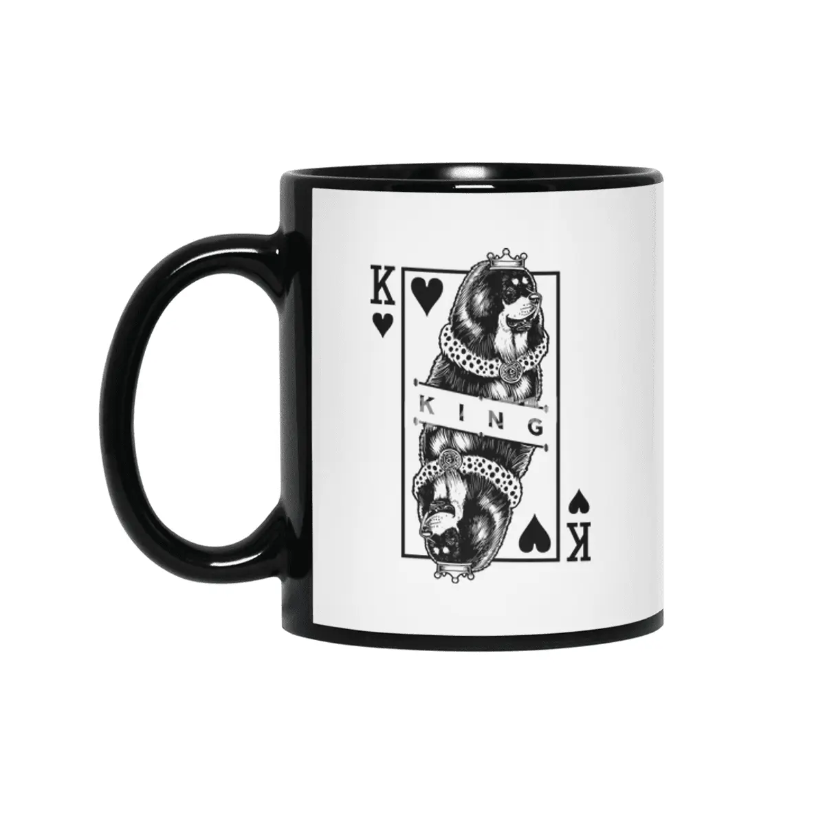 Tibetan Mastiff King Of Hearts Funny Dog Lover Pop Art Siyah Kupa