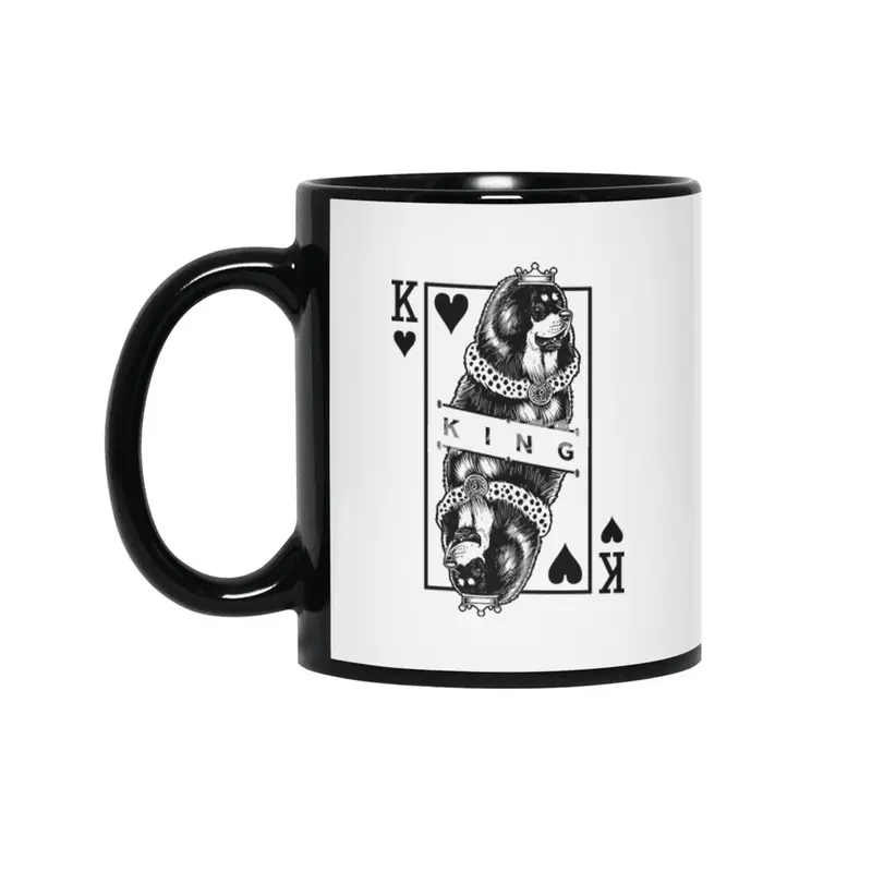 Tibetan Mastiff King Of Hearts Funny Dog Lover Pop Art Siyah Kupa