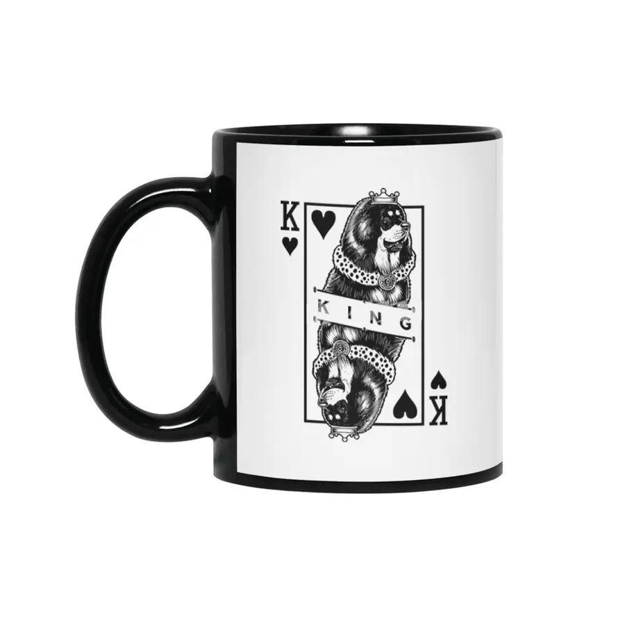 Tibetan Mastiff King Of Hearts Funny Dog Lover Pop Art Siyah Kupa