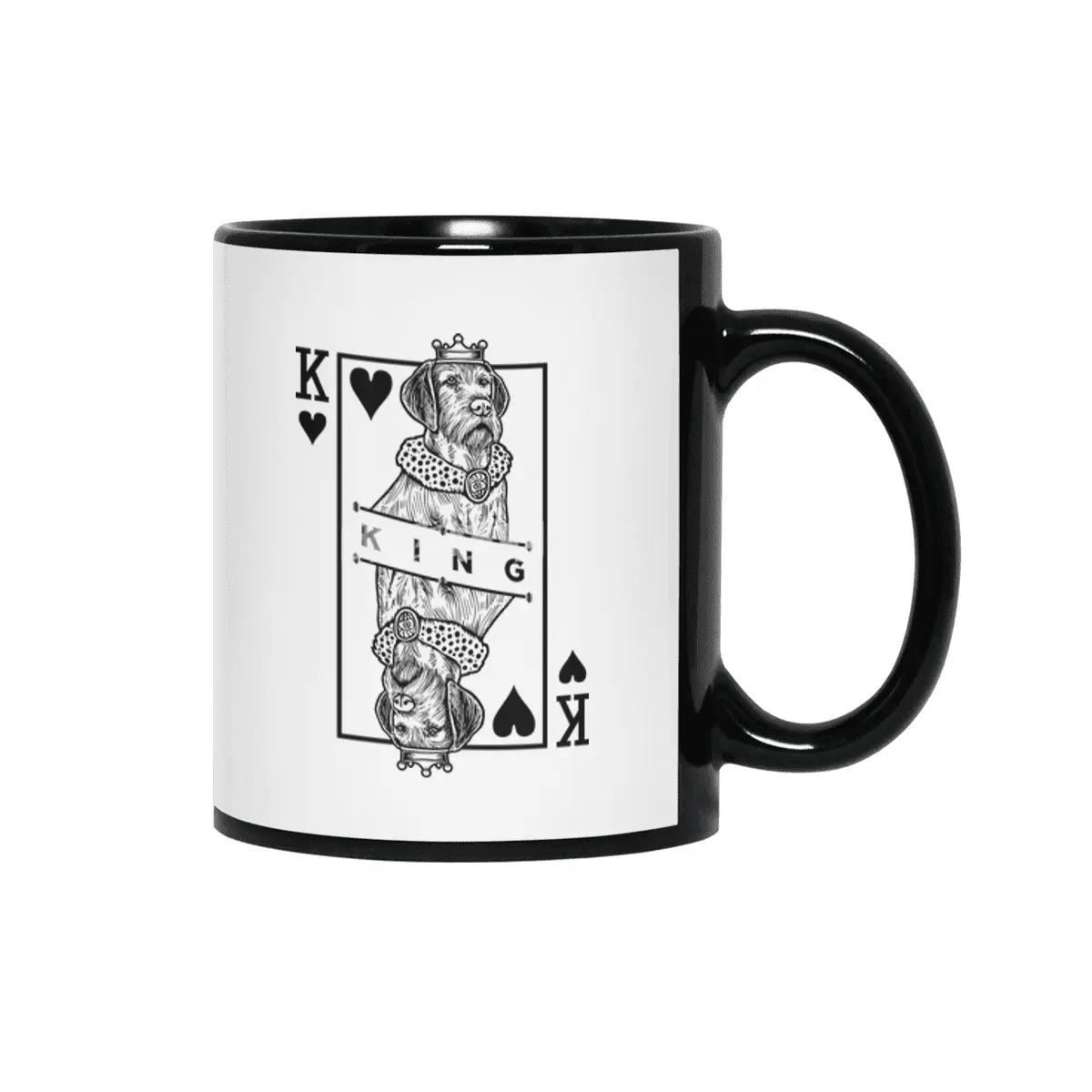 Wirehaired Vizsla King Of Hearts Funny Dog Lover Pop Art Siyah Kupa