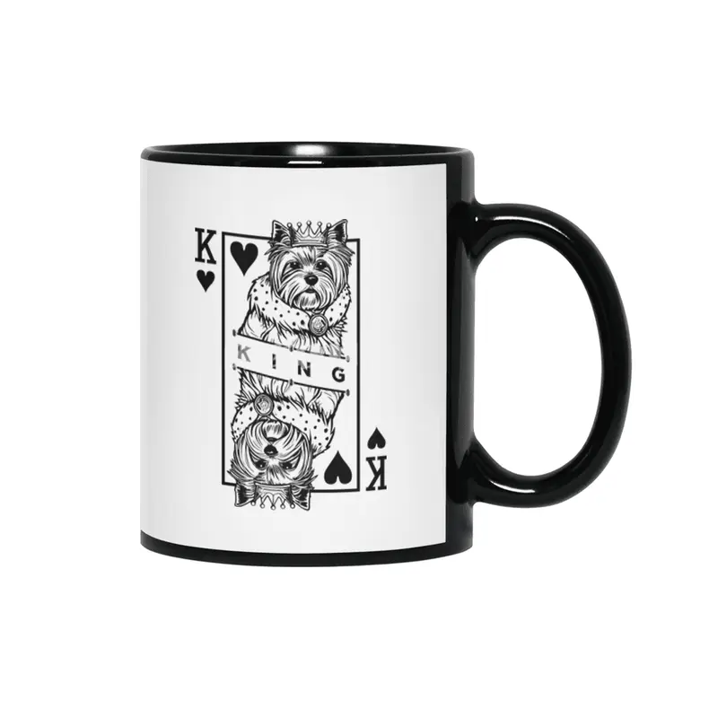 Yorkshire Terrier King Of Hearts Dog Playing Card Pop Art Siyah Kupa