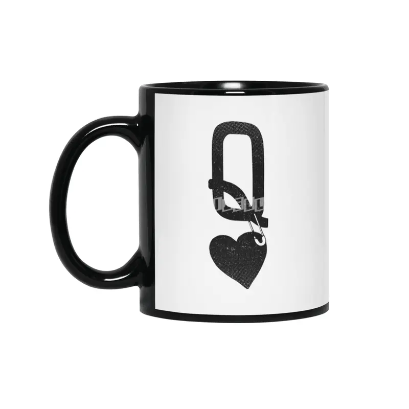 Queen Of Hearts Poker Black Siyah Kupa