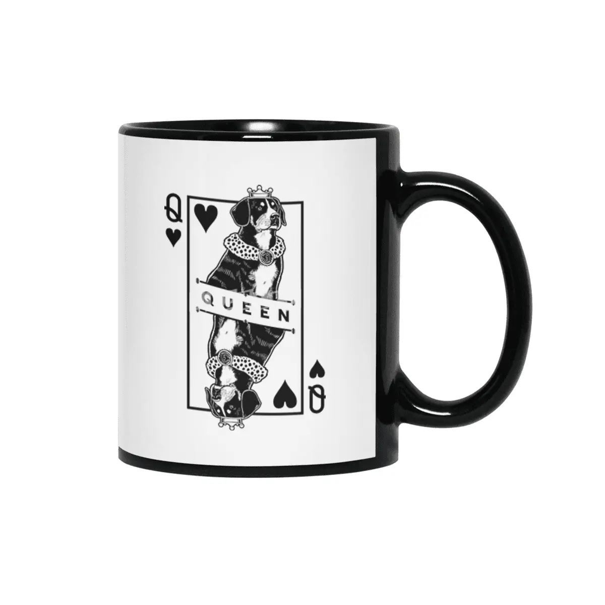 Entlebucher Mountain Dog Lover Queen Of Hearts Funny Pop Art Siyah Kupa