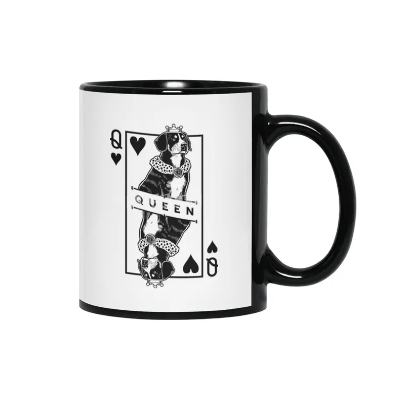 Entlebucher Mountain Dog Lover Queen Of Hearts Funny Pop Art Siyah Kupa