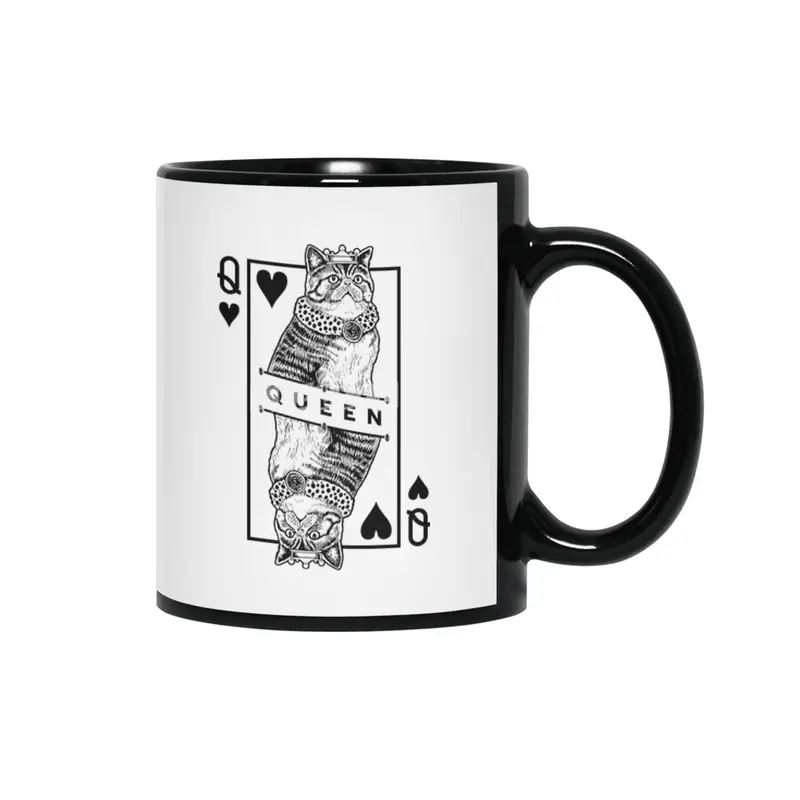 Exotic Shorthair Queen Of Hearts Funny Cat Lover Pop Art Siyah Kupa