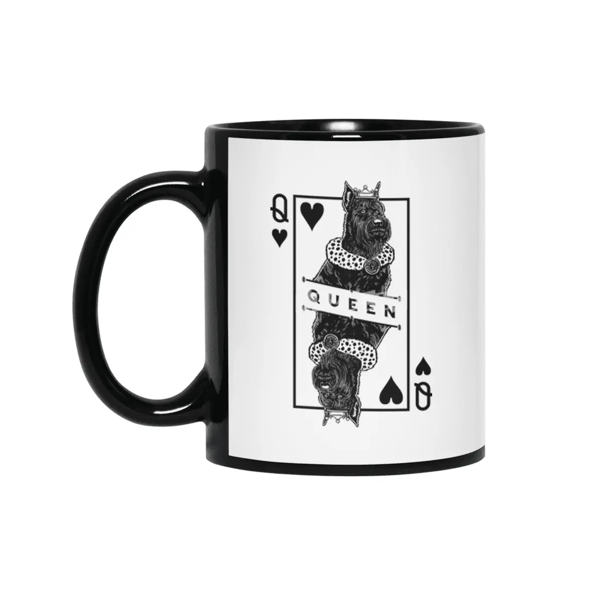 Giant Schnauzer Queen Of Hearts Funny Dog Lover Pop Art Siyah Kupa