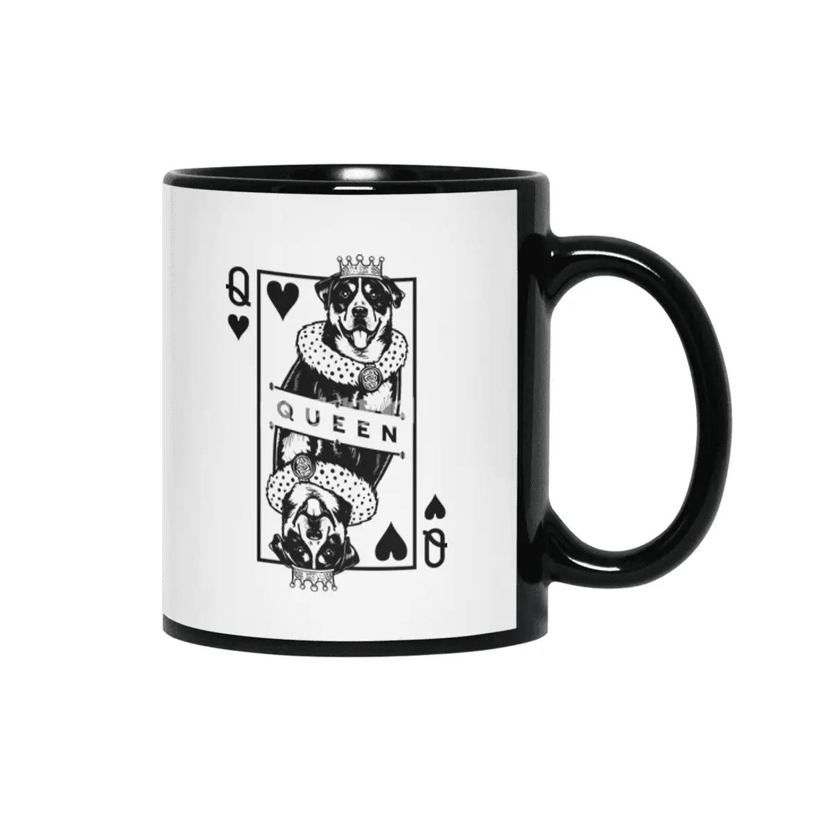 Greater Swiss Mountain Dog Queen Of Hearts Card Pop Art Siyah Kupa