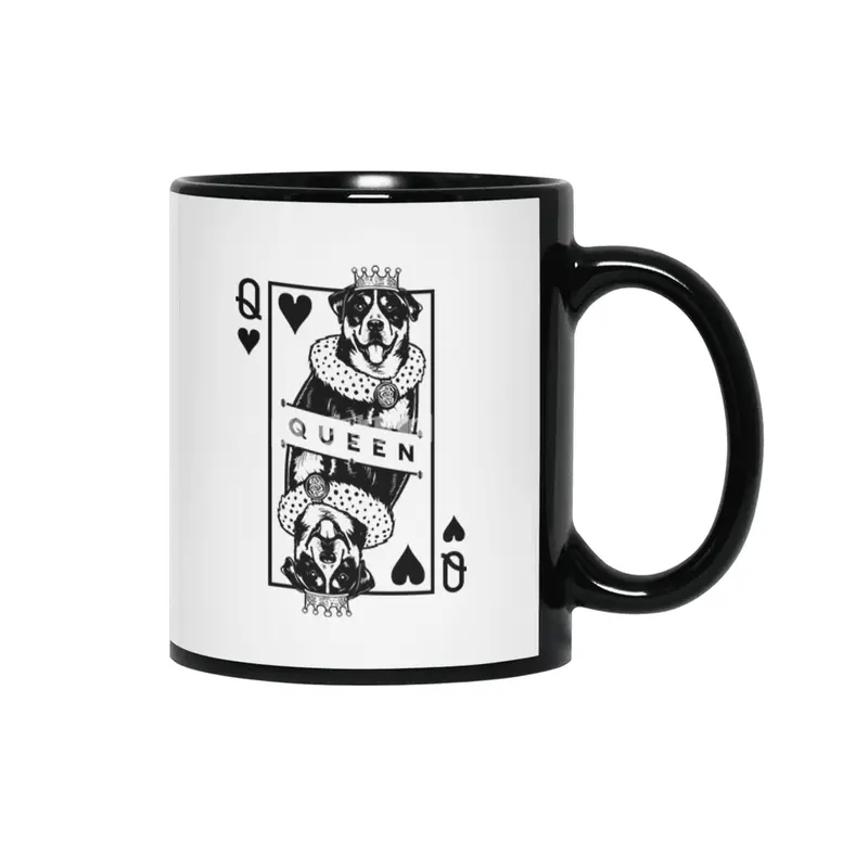 Greater Swiss Mountain Dog Queen Of Hearts Card Pop Art Siyah Kupa