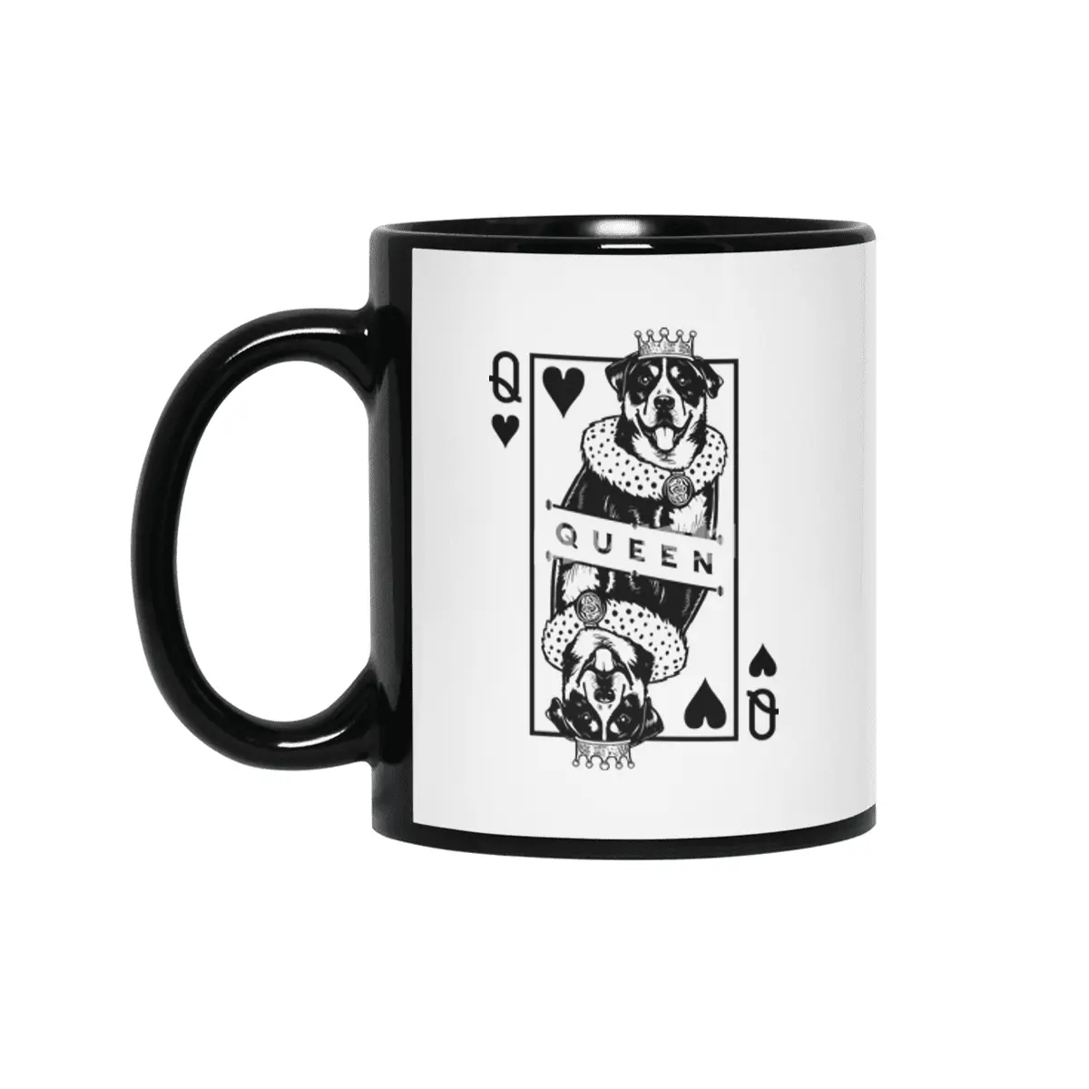 Greater Swiss Mountain Dog Queen Of Hearts Card Pop Art Siyah Kupa