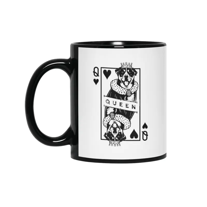 Greater Swiss Mountain Dog Queen Of Hearts Card Pop Art Siyah Kupa