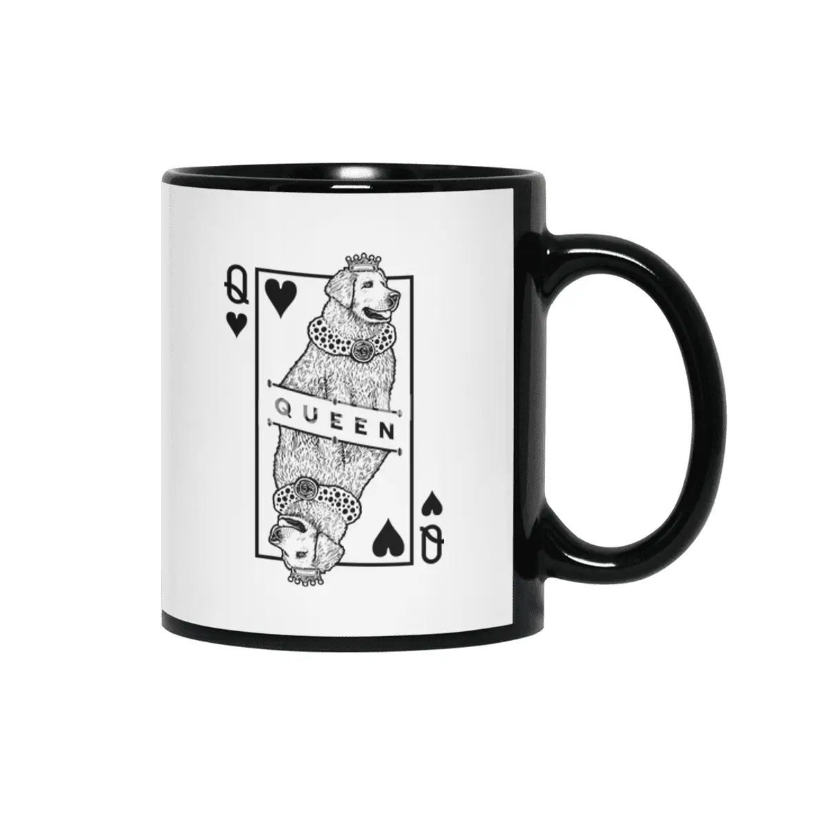 Hungarian Kuvasz Queen Of Hearts Funny Dog Lover Pop Art Siyah Kupa