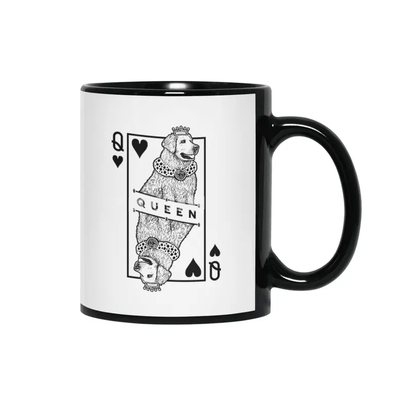 Hungarian Kuvasz Queen Of Hearts Funny Dog Lover Pop Art Siyah Kupa