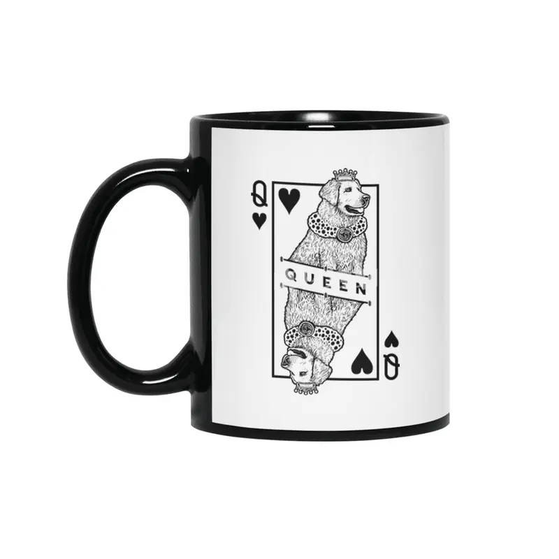 Hungarian Kuvasz Queen Of Hearts Funny Dog Lover Pop Art Siyah Kupa