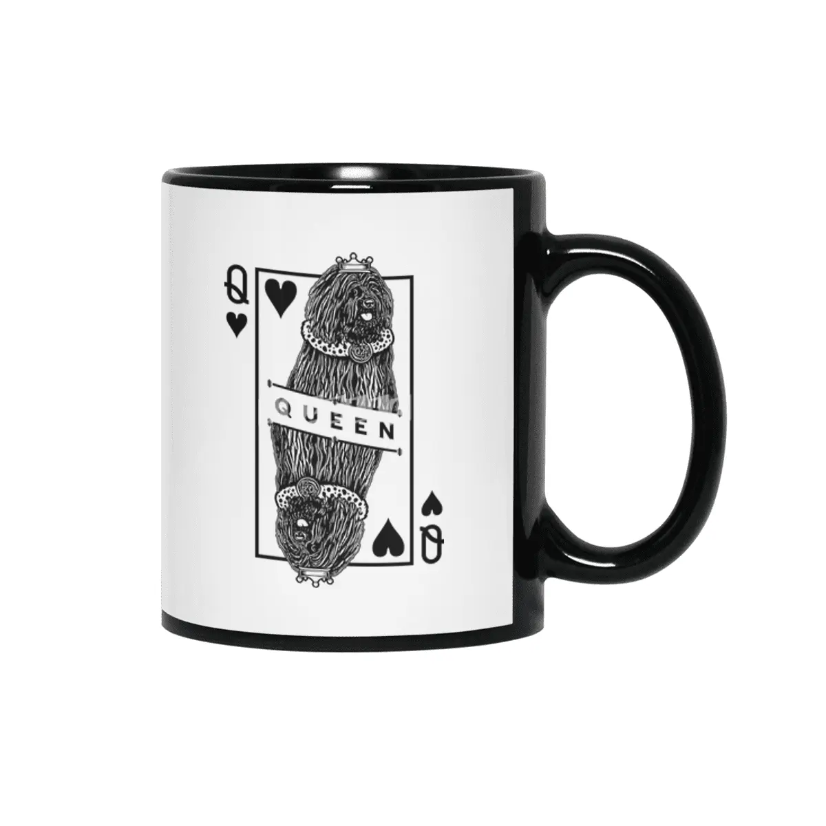 Hungarian Puli Queen Of Hearts Funny Dog Lover Pop Art Siyah Kupa