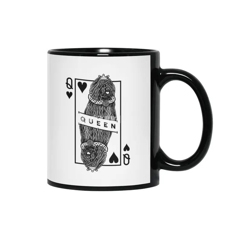 Hungarian Puli Queen Of Hearts Funny Dog Lover Pop Art Siyah Kupa