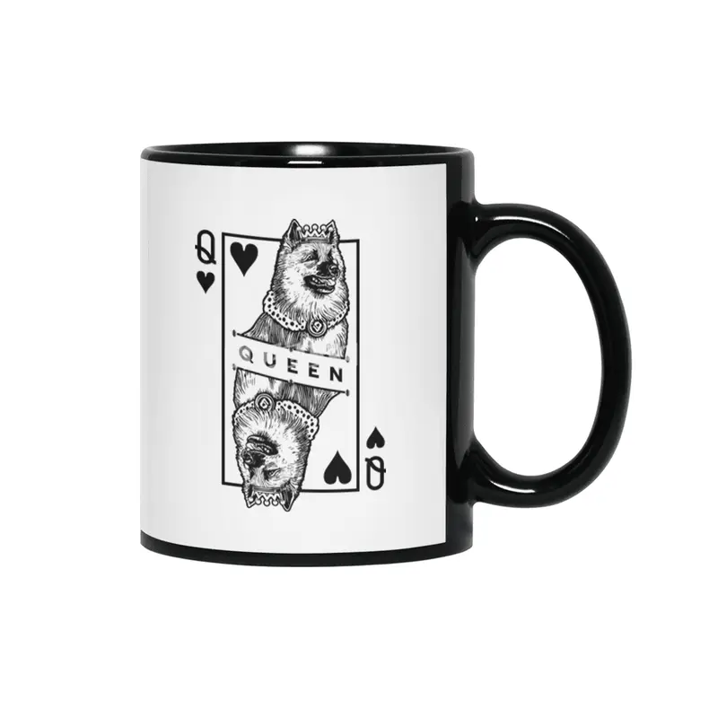 Icelandic Sheepdog Queen Of Hearts Funny Dog Lover Pop Art Siyah Kupa