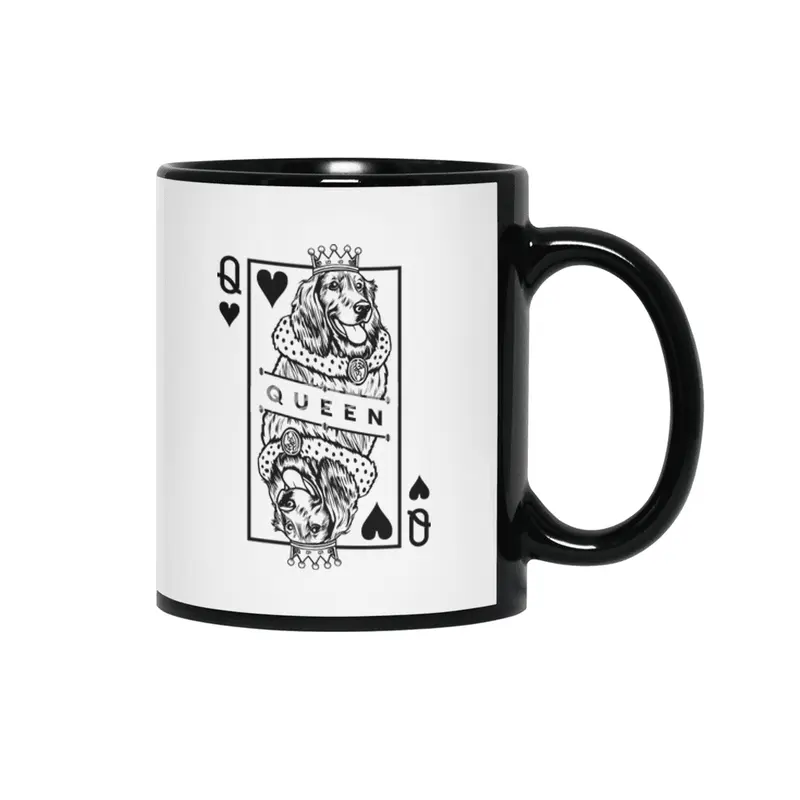 Irish Setter Queen Of Hearts Funny Dog Lover Card Pop Art Siyah Kupa
