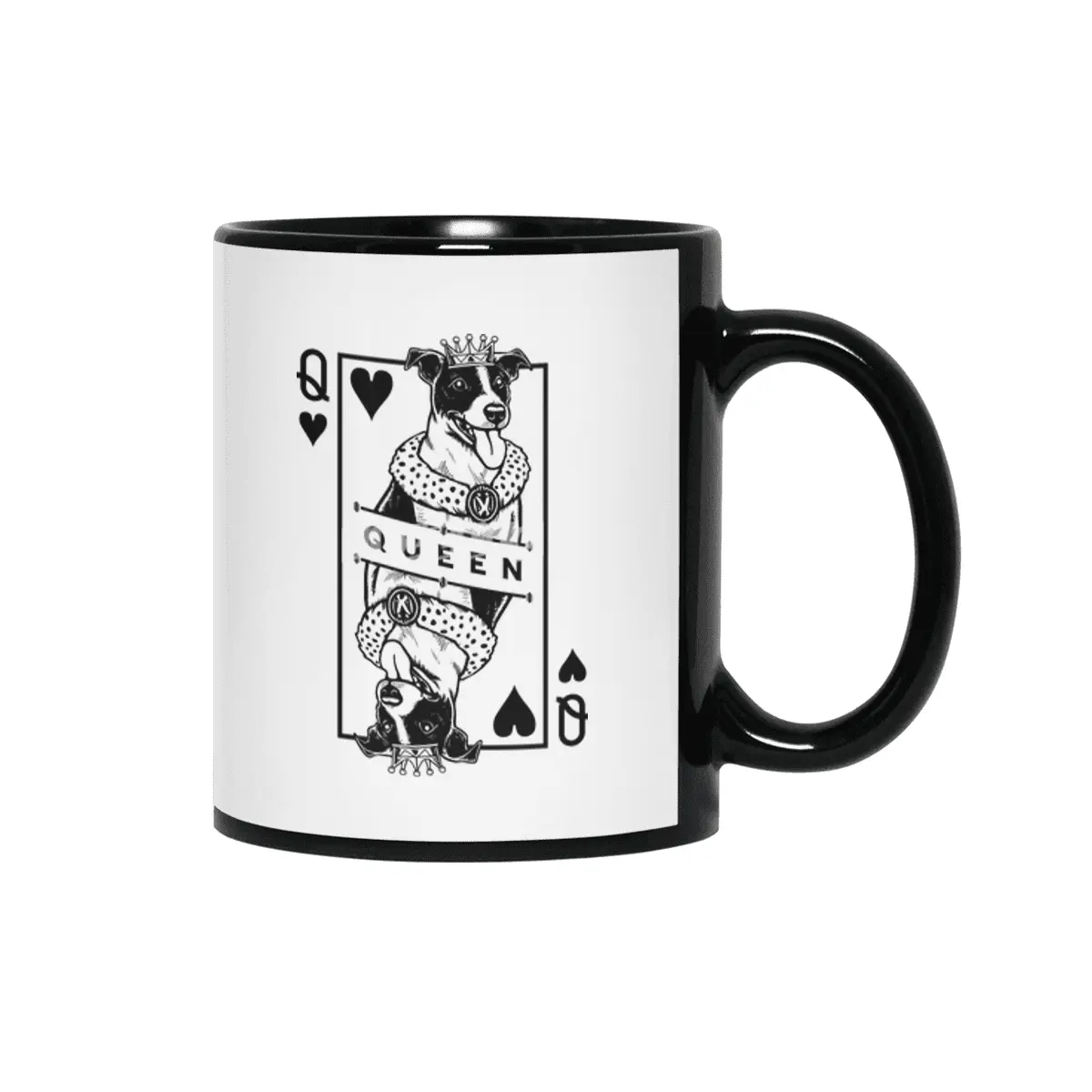 Jack Russell Terrier Queen Of Hearts Funny Dog Lover Pop Art Siyah Kupa