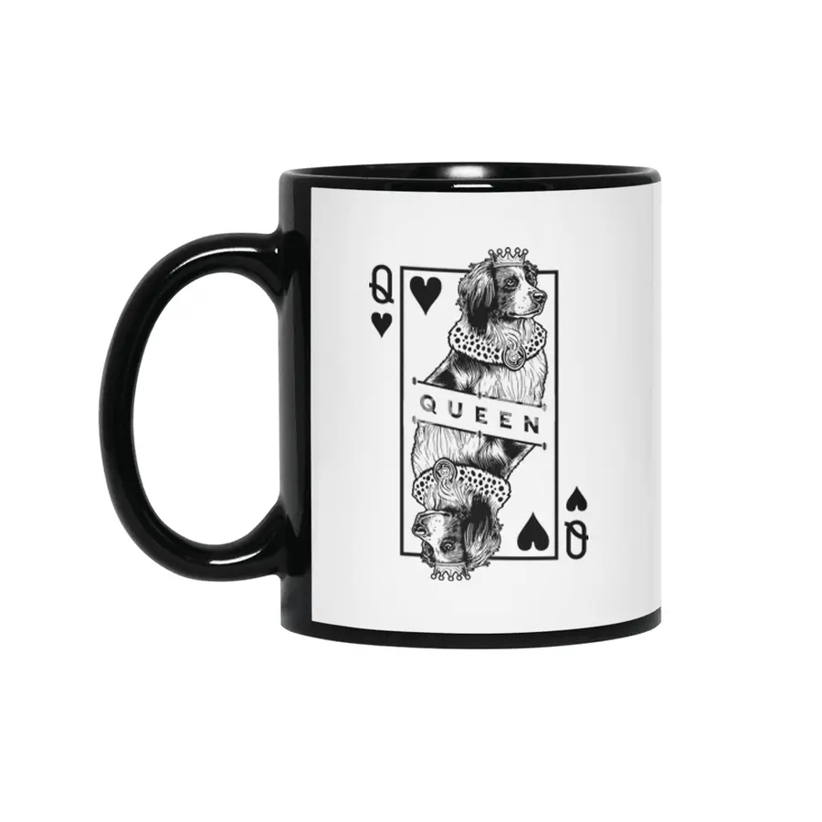 Kooikerhondje Queen Of Hearts Funny Kooiker Dog Lover Siyah Kupa